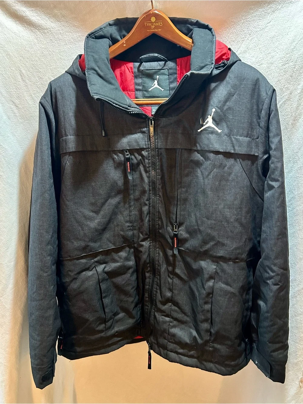 Jordan Hooded Jacket Black Heather Gray Red Lining Men’s 3XL Rare Discontinued